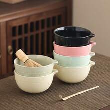 Juego de té Matcha de 5 piezas de cerámica, incluye herramientas de preparación de pasteles/Matcha, tazón de Matcha, batidor de Matcha, taza de Matcha, revolvedor, cuchara de té, juego de tazón de té, ideal para preparar postres y bebidas de té, caja de regalo con estilo japonés, juego de herramientas de batido de Matcha de la dinastía Song