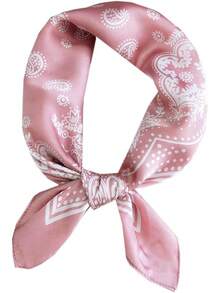 WENLOOY Square Satin Silk Feeling Hair Scarf Headscarf For Women/Men's Necktie Silk Bandanas Pocket Squarehalloween - Fj02-8 Hồng - Xem 1