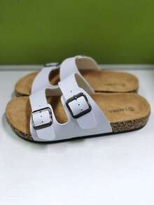 时尚软底舒适拖鞋，一脚蹬穆勒凉鞋，适合夏季户外沙滩散步，男女通用情侣鞋 - 白色 - 查看 3