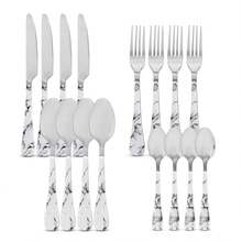 ANDROMEDA INC 16-Piece Stainless Steel Marble Finish Cutlery Set - Silver - View 2