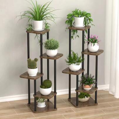 1pc Floor-Standing Flower Stand, Plant Stand, Storage Rack, Living Room Decoration Rack, Solid Material, Easy To Install, Multi-Layer Design Can Hold A Variety Of Flowers And Plants