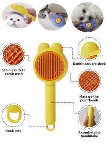 宠物梳毛刷 - 适用于猫、狗和兔子 - 密齿跳蚤梳，符合人体工学的手柄，无需用电，分叉刷头有效去除毛发并温和清洁，宠物美容用品，易于使用的宠物产品，宠物用品，适合猫主人 - 彩色 - 查看 8