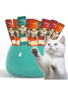 60pcs FANGEN Pet Snacks, Assorted Lickable & Squeezable Cat Treats, Chicken Egg Yolk/Salmon Krill/Tuna Mussels, 0.52 Oz Pouches, Health-Enhancing Cat Snack Variety Pack - 鮪魚貽貝 - 查看 5