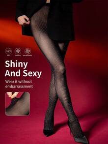 Women's Gray Oversized Faux-Transparent Tights, Sexy Anti-Pilling Fabric, Butt-Lifting And Tummy-Flattening Tights. Suitable For Everyday Casual Wear And Autumn Wear With Socks.