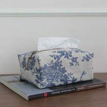 joumoswk Pudełko na chusteczki z tkaniny w stylu vintage, elegancka torebka na chusteczki z kwiatowym wzorem, wielofunkcyjna torba do przechowywania, odpowiednia do samochodu, salonu i sypialni