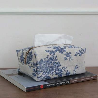 joumoswk Caja de pañuelos de tela vintage, bolsa de pañuelos con diseño floral elegante, bolsa de almacenamiento multifuncional, adecuada para el coche, la sala de estar y el dormitorio