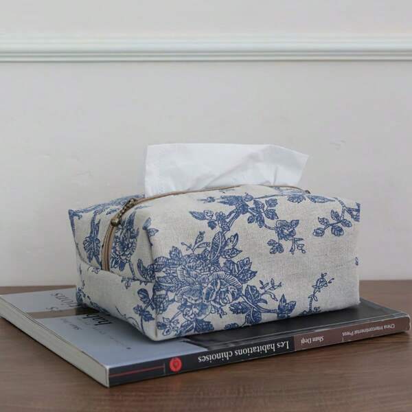 joumoswk Caja de pañuelos de tela vintage, bolsa de pañuelos con diseño floral elegante, bolsa de almacenamiento multifuncional, adecuada para el coche, la sala de estar y el dormitorio