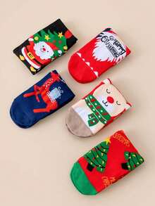 5 Pairs Christmas New Coral Fleece Socks, Soft & Comfortable House Socks, Sleepwear Socks For Women, Autumn/Winter