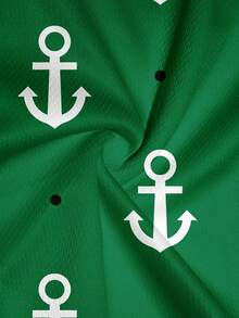 Men's Breathable Cartoon Duck Print Drawstring Waist Double Layer Beach Shorts - Green - View 4