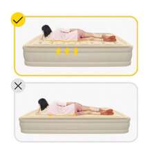 Colchón Inflable 200x150x40cm con Bomba Integrada - Cama de Aire Incluye Funda de Almacenaje + 2 Almohadas - Para Casa, Camping o Visitantes - Camel - Ver 5