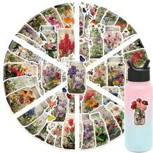 50PCS Vintage Flower Pot Stickers Vinyl Stickers Scrapbook, Journaling, Laptop, Bumper, Skateboard, Water Bottles, Computer, Phone, Cartoon, Hard Hat, Car Stickers And Decals - Multicolor - View 1