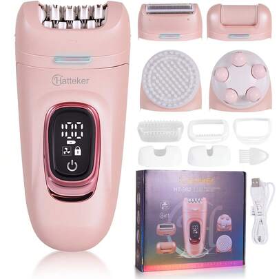 Hatteker 1pc USB Rechargeable 5W Electric Hair Remover, Multifunctional 2-In-1/5-In-1 Women Electric Intimate Trimmer, Underarm Hair Shaver, Epilator