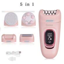 1pc USB Rechargeable 5W Electric Hair Remover, Multifunctional 2-In-1/5-In-1 Women Electric Intimate Trimmer, Underarm Hair Shaver, Epilator - Pink - View 5