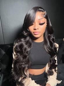 Black Lace Front Wig Body Wave Human Hair 13x4 HD Transparent Lace Front Wigs Human Hair Pre Plucked With Baby Hair 250% Density Body Wave Glueless Human Hair Wigs For Women - Natural Black - 查看 3