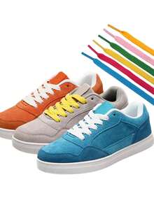 1 Pair Black & White Flat 120cm Shoelaces, Simple & Fashionable Classic Versatile Shoe Laces Suitable For Sports, Casual Shoes, High-Top Shoes - Multicolor - View 2