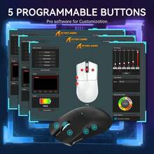 ATTACK SHARK X11 Lightweight Wireless Gaming Mouse With RGB Charging Dock, Tri-Mode-2.4G/USB-C Wired/BT, 22K DPI, PAW3311 Optical Sensor, HUYU Switch, 5 Programmable Buttons For PC Gamer - Multicolor - View 8