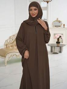 1 Set New Classic Versatile Muslim Abaya Shawl, Suitable For Any Occasion, Available In Multiple Colors, Hijab Included - Multicolor - View 6