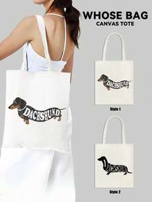 Dachshund Dog/HOT DOG/Sausage Dog ,Cute Tote Bag,Canvas Bag,Handbag, Reusable Shopping Bags, Foldable Large Capacity Casual Grocery Bags,Tote Bag