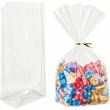 20/50个装平底风琴式手提袋，透明玻璃纸包装袋，带束口礼品袋，适用于礼品展示、生日、派对、新年、情人节、节日装饰 - 彩色 - 查看 15