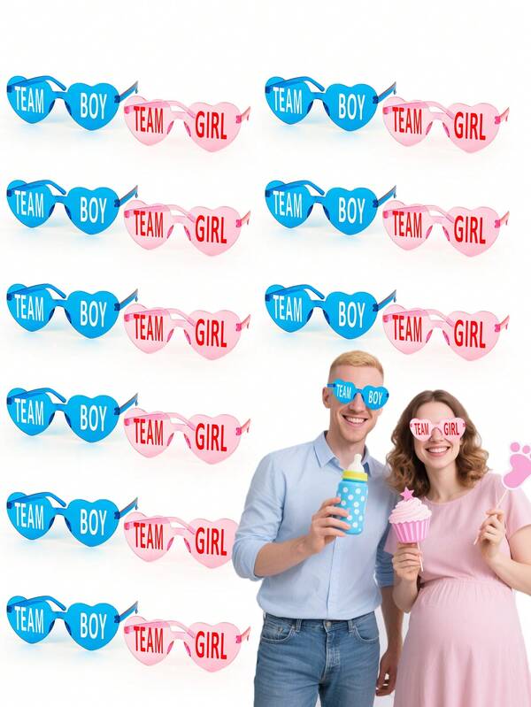 12 piezas Gafas de sol para revelación de género, gafas de sol sin marco azules y rosas, decoración con tema de niño y niña, adecuadas para fiesta de revelación de género, decoración de fiesta de revelación de género, recuerdos de fiesta de revelación de género