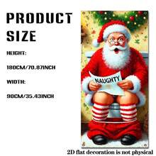 1 pièce Bannière de porte humoristique de Père Noël 2D plate - Parfait pour la décoration de Noël et des fêtes, utilisation intérieure/extérieure, convient pour les portes standard de 90 x 180 cm - Multicolore - Voir 2