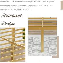 Alazyhome - Marco de cama de metal de 18 pulgadas, tamaño, plataforma resistente, soporte de listones de acero sin ruido, fácil montaje, sin ruido, no requiere somier, color negro - aire - Ver 11
