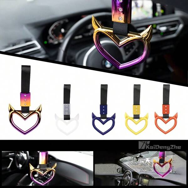 JDM Zurikawa Ring Bus Handle Devil Heart Modified Racing Handle Hand Strap Loops Bumper Bus Car Drift Charm Auto Accessories