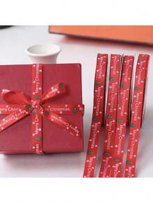 1 pezzo/3 pezzi/6 pezzi 1cm*500cm Nastro natalizio con decorazioni di alberi di Natale e fiocchi di neve per confezioni regalo di Natale