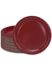 10pcs/20pcs/50pcs Burgundy Paper Plates Wine Red Paper Plates Round Dinner Plates Hot Cold Food Tableware Bulk7 Inch Cake Snack Plates For Daily Use Party Supplies Birthday Camping Picnic Festival Christmas Table Decorations - Brown-red - View 3