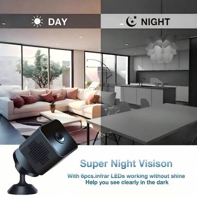 1 件 480p 高清迷你立方体摄像机，红外夜视无线 WiFi 摄像机，带热点，循环录制，450mAh 电池持久耐用，仅 2.4G 网络，高清夜视，远程监控，运动检测，支持 SD 卡存储，适用于家庭、汽车、办公室等场景，在线