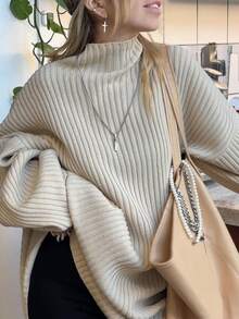 كنزة صوفية نسائية جديدة ذات رقبة عالية محبوكة للخريف والشتاء، بتصميم كاجوال فضفاض مناسب للارتداء اليومي، قياس ضيق، مناسبة لعيد الهالوين