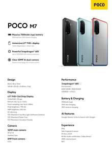 Xiaomi POCO M7 NFC智能手机，6GB+128GB/8GB+256GB全球版，6.9英寸FHD+沉浸式显示屏，144Hz刷新率，7000mAh（典型值）大容量电池，支持33W快充和18W反向充电，5000万像素AI双摄像头，骁龙685处理器，AI人脸解锁，IP64级防水防尘，是送给孩子和父母的绝佳圣诞礼物。 - 銀色 - 查看 7