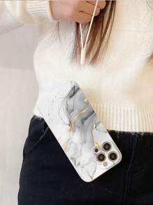 1 pieza Funda de teléfono a prueba de golpes con patrón de mármol blanco de TPU y 1 pieza Correa de muñeca de silicona blanca, compatible con Apple/Fundas de teléfono a juego/Fundas de teléfono con cordón/Fundas de teléfono interesantes/Teléfonos Android///OPPO/Galaxy A51 4G/Galaxy A52/A52s 5G/Galaxy S23 Ultra/Galaxy A13 4G/Galaxy A12/Galaxy S22 Ultra/OPPO A54