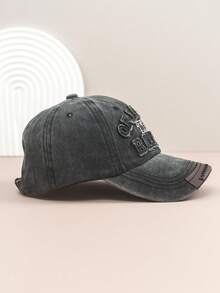 1pc Vintage Washed Letter Embroidery Baseball Cap, Women Petite Wide Brim Deep Crown Casual Street Snapback Hat, Unisex Polyester Fashion Decorative Cap