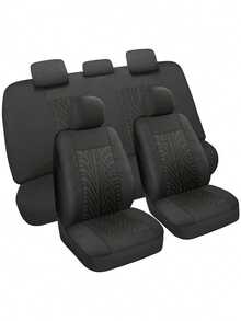 Juego de 9 piezas de fundas para asientos de coche para todas las estaciones - Tela de poliéster con textura en relieve diagonal antideslizante para asientos delanteros y traseros - Fácil de instalar y limpiar - Adecuado para una variedad de modelos de coche, incluyendo sedán, SUV, etc - Multicolor - Ver 22