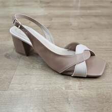 Women's Sandals With Low Block Heel, Elegant Casual - nâu/tự nhiên - Xem 3