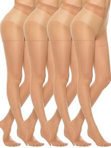 4/6 pares de medias extra grandes de cintura alta con control de abdomen y anti-correr - Negro/Albaricoque/Café - Control de abdomen y soporte de piernas - Medias elegantes formales/profesionales para fiestas - Fórmula suave y sin grietas - Para uso diario y ocasiones especiales, medias profesionales con textura suave