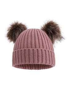 1 件男女通用儿童双绒球针织帽，秋冬款 - 1PC - 查看 31