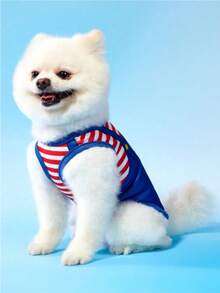 2件套卡通条纹透气凉爽背心，适合猫狗 - 彩色 - 查看 4