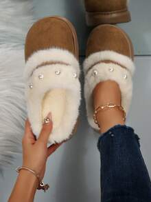 Pantofole termiche calde per ragazze, abbigliamento casual da casa, antiscivolo, resistenti agli odori, suola spessa, calde e alla moda per uso esterno, con fodera termica, autunno/inverno