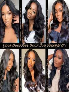 V Part Body Wave Human Hair Wigs For Women Upgrade U Part Human Hair Wig Put On And Go Brazilian Virgin 200 Density Glueless Wigs Human Hair No Leave Out Clip In No Glue Natural Color 40inch - Natural Black - 查看 9