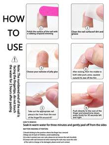 10片/套 手工亚克力美甲贴片，中长椭圆形，新年美甲，红色美甲，秋冬美甲贴片，白色雪花，白色浮雕，红色爱心，红色蝴蝶结，美甲用品，假指甲，可拆卸假指甲，美甲用品，美甲艺术，适合派对、舞蹈、日常佩戴、学生派对，按压式可重复使用，配有果冻胶和指甲锉，DIY美甲用品 - 酒紅色 - 查看 9