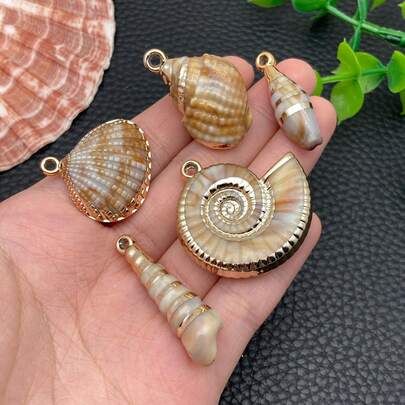 15pcs Mixed Acrylic Ocean Shell & Starfish Pendants, Marine Life Shaped, For DIY Beach Style Necklace, Earrings And Keychain Jewelry Craft Accessories