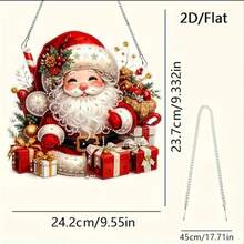 DIY 5D Christmas Diamond Painting Kit - Festive Santa With Gifts Scene, Acrylic Mosaic Art Craft, Unique Shaped Rhinestone Embroidery For Home & Bedroom Decor, Perfect Holiday Gift