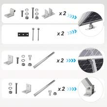 Juego de 4 soportes para paneles solares ajustables individualmente con un rango de ángulo de 0 a 60° para centrales eléctricas en balcones, techos de tejas y sistemas de paneles solares, color plateado.