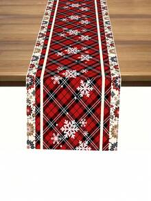 1pc Christmas Decorative Table Runner, Santa Claus, Christmas Tree, Snowflake Print, Digital Printing Technique, Christmas Table Decor, Multiple Size Options, Linen-Like Material, Suitable For Living Room, Dining Room, Gathering, Party