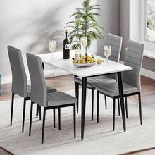 Modern Rectangular Dining Table Kitchen Table With Marble Effect Top And Metal Legs, 120x70cm Wooden 4-6 Seater Dinner Table For Home, Cafe And Restaurant - White - View 12