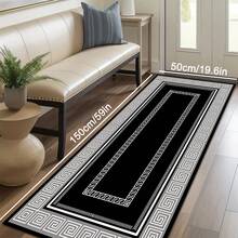 1pc Luxury Nordic Modern Abstract Geometric Area Rug, Circular Pattern Rectangle Soft Faux Wool Washable Carpet, Suitable For Living Room, Bedroom, Entryway, Bathroom, Hallway, Patio, Kitchen, Indoor Outdoor, All Season Large Size Mat, Classic Black Gray - Home Decor - Multicolor - View 13