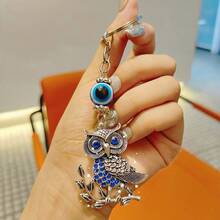 1 Devil's Eye Keychain, Exquisite Rhinestone Keychain, Used For Keychain Hanging Decoration, Fashionable Alloy Pendant Suitable For Ladies' Bags And Keys, Birthday , Valentine's Day Christmas Gift Ideas Bag Accessories Lanyards With Id Holder Car Accessories Bag Charms