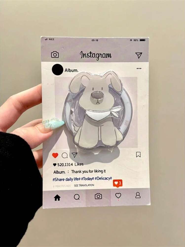 1个可爱卡通磁性手机支架，超强吸附力，可调节桌面气垫支架（适用于磁性手机壳） - 彩色 - 查看 13